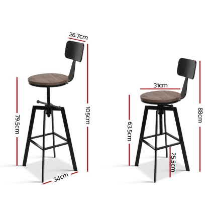 Artiss Rustic Industrial Metal Bar Stool - Image 2