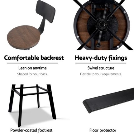 Artiss Rustic Industrial Metal Bar Stool - Image 3