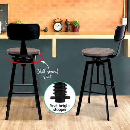 Artiss Rustic Industrial Metal Bar Stool - Image 5