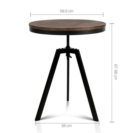 Artiss Elm Wood Round Dining Table - Dark Brown - Image 2
