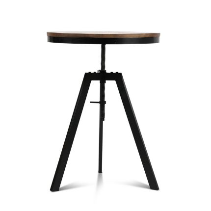 Artiss Elm Wood Round Dining Table - Dark Brown - Image 3