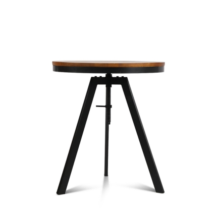Artiss Elm Wood Round Dining Table - Dark Brown - Image 4