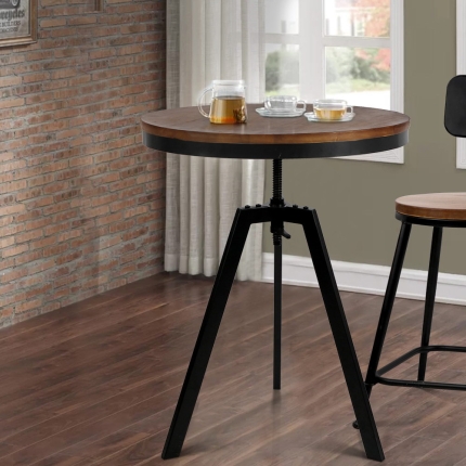 Artiss Elm Wood Round Dining Table - Dark Brown - Image 7