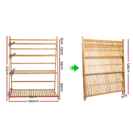 Artiss Bamboo Wooden Ladder Shelf Plant Stand Foldable - Image 2