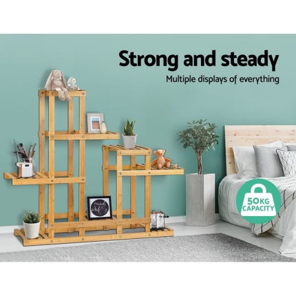 Artiss Bamboo Wooden Plant Stand Garden Planter Flower Pots Stand Shelf - Image 5