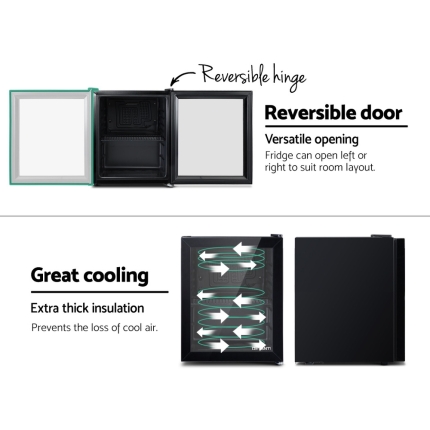 Devanti 46L Glass Door Bar Fridge Mini Countertop Freezer Fridges Bottle Cooler - Image 4