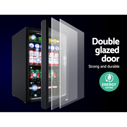 Devanti 70L Bar Fridge Glass Door Mini Countertop Freezer Fridges Bottle Cooler - Image 4