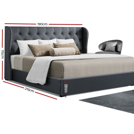 Artiss King Size Gas Lift Bed Frame - Charcoal - Image 2