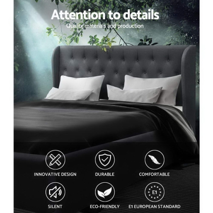 Artiss King Size Gas Lift Bed Frame - Charcoal - Image 3