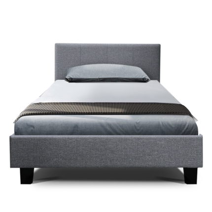 Artiss Bed Frame King Single Size Base Mattress Platform Fabric Wooden Grey NEO - Image 3