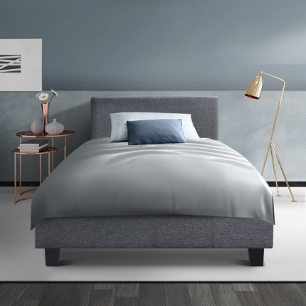 Artiss Bed Frame King Single Size Base Mattress Platform Fabric Wooden Grey NEO - Image 7