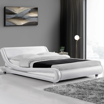 Artiss Queen Size PU Leather Bed Frame - White - Image 7
