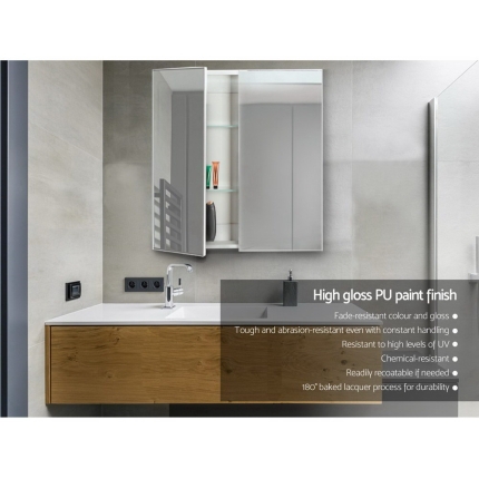 Cefito Bathroom Vanity Mirror with Storage Cavinet - White - Image 4