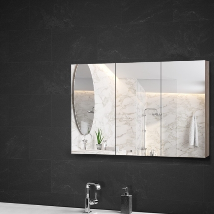 Cefito Bathroom Vanity Shaving Mirror Cabinet 1200MM x 720MM Pencil Edge Natural - Image 7