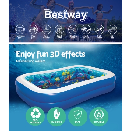 Bestway Inflatable Kids Pool Ground Play Pool 3D Undersea Aquarium outdoor - Image 4