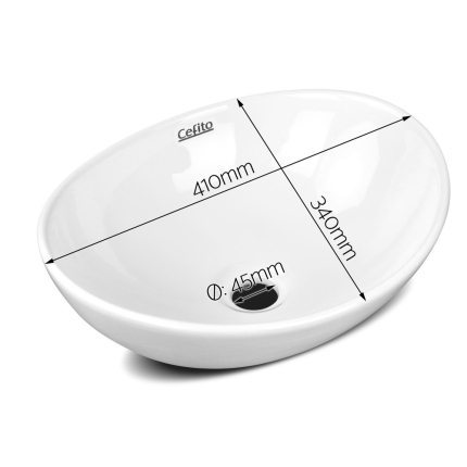 Cefito Ceramic Oval Sink Bowl - White - Image 2