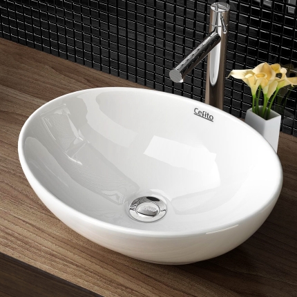 Cefito Ceramic Oval Sink Bowl - White - Image 7