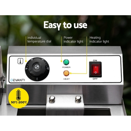 Devanti Commercial Electric Deep Fryer Twin Frying Basket Chip Cooker Countertop - Image 3