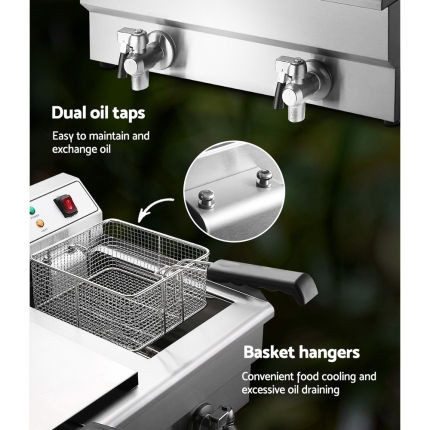 Devanti Commercial Electric Deep Fryer Twin Frying Basket Chip Cooker Countertop - Image 5