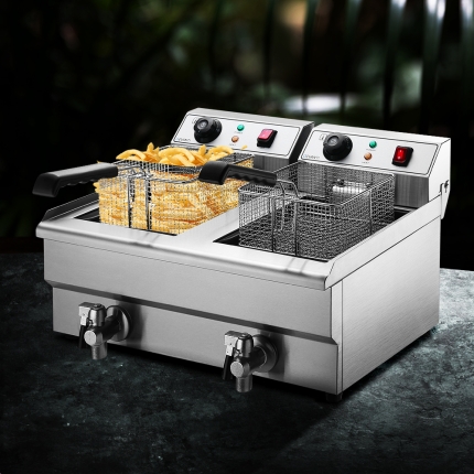 Devanti Commercial Electric Deep Fryer Twin Frying Basket Chip Cooker Countertop - Image 7