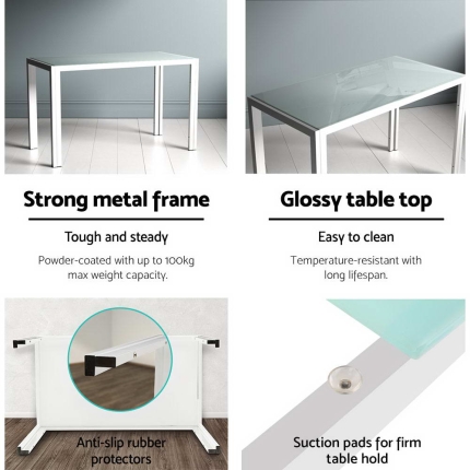 Artiss 5 Piece Dining Table Set - White - Image 6