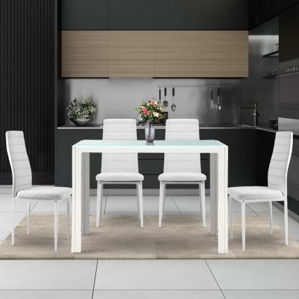 Artiss 5 Piece Dining Table Set - White - Image 7