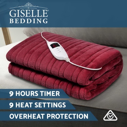 Giselle Bedding Electric Throw Blanket - Burgundy - Image 3