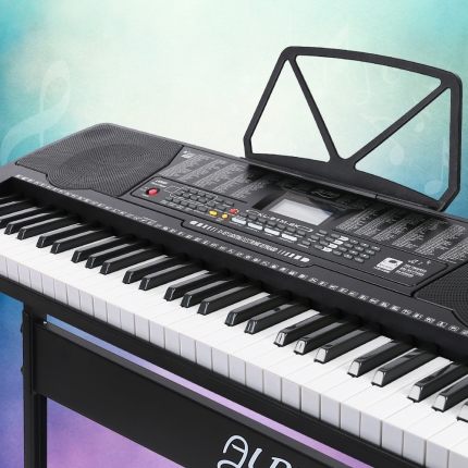 Alpha 61 Key Lighted Electronic Piano Keyboard LCD Electric w/ Holder Music Stand - Image 7