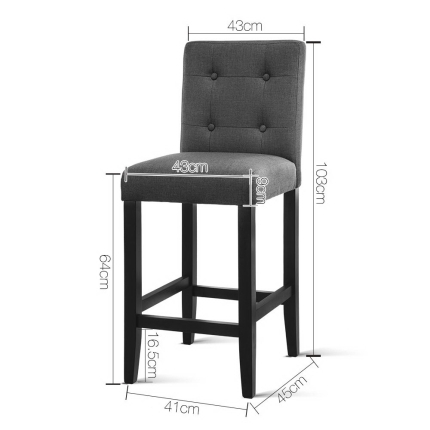 Artiss Set of 2 French Provincial Dining Chair - Charcoal - Image 2