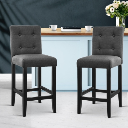 Artiss Set of 2 French Provincial Dining Chair - Charcoal - Image 7