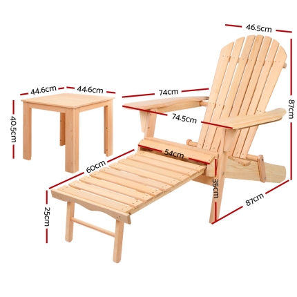 Gardeon 3 Piece Outdoor Beach Chair and Table Set - Image 2