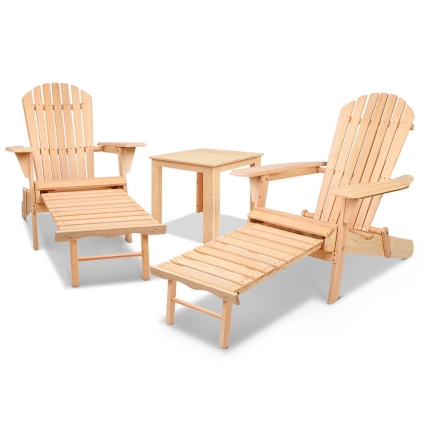 Gardeon 3 Piece Outdoor Beach Chair and Table Set - Image 3