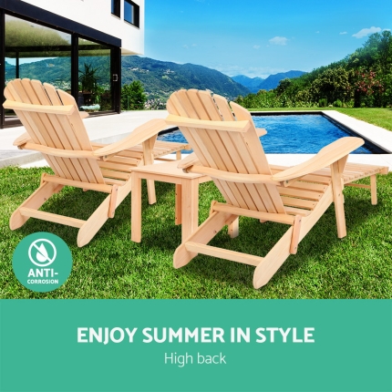 Gardeon 3 Piece Outdoor Beach Chair and Table Set - Image 6
