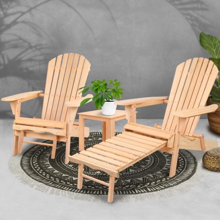 Gardeon 3 Piece Outdoor Beach Chair and Table Set - Image 7