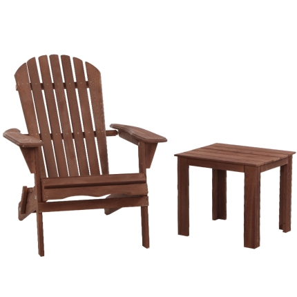 Gardeon Outdoor Folding Beach Camping Chairs Table Set Wooden Adirondack Lounge - Image 3