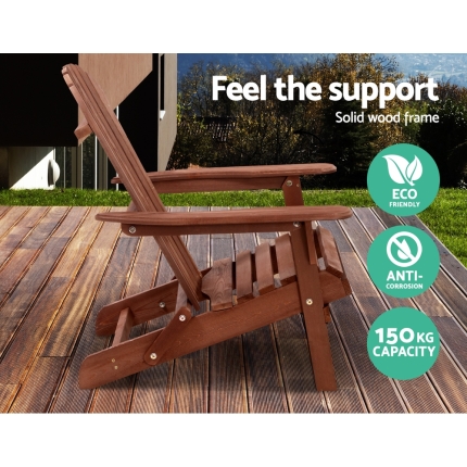 Gardeon Outdoor Folding Beach Camping Chairs Table Set Wooden Adirondack Lounge - Image 4