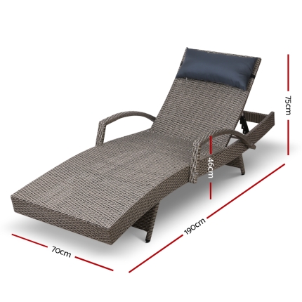 Gardeon Outdoor Sun Lounge Furniture Day Bed Wicker Pillow Sofa Set - Image 2
