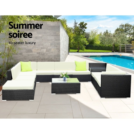 Gardeon 12PC Sofa Set with Storage Cover Outdoor Furniture Wicker - Image 2