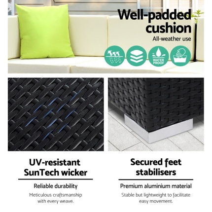 Gardeon 13PC Sofa Set with Storage Cover Outdoor Furniture Wicker - Image 4