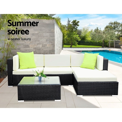 Gardeon 5PC Outdoor Furniture Sofa Set Wicker Garden Patio Pool Lounge - Image 2