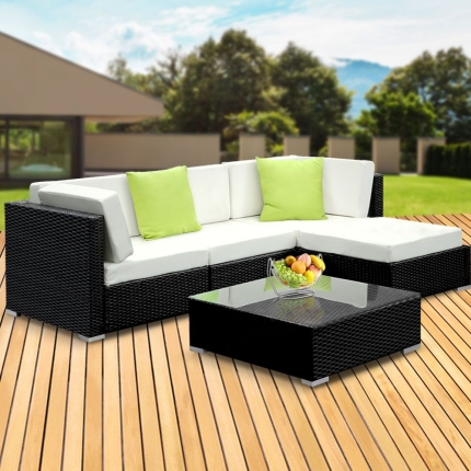 Gardeon 5PC Outdoor Furniture Sofa Set Wicker Garden Patio Pool Lounge - Image 7