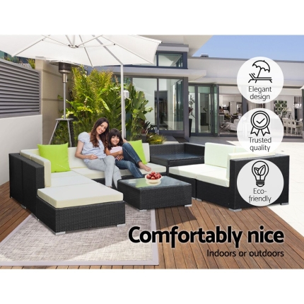 Gardeon 9PC Outdoor Furniture Sofa Set Wicker Garden Patio Pool Lounge - Image 2