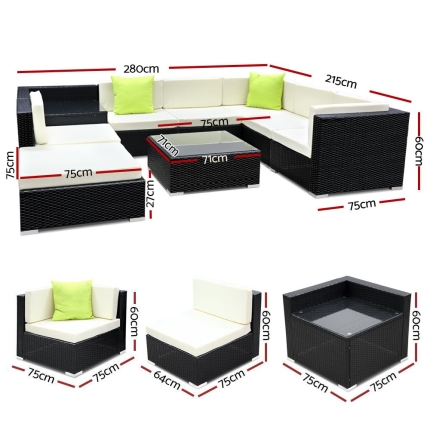 Gardeon 9PC Outdoor Furniture Sofa Set Wicker Garden Patio Pool Lounge - Image 3
