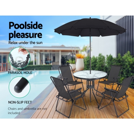 Gardeon Outdoor Dining Table Bar Setting Steel Glass 70CM - Image 5