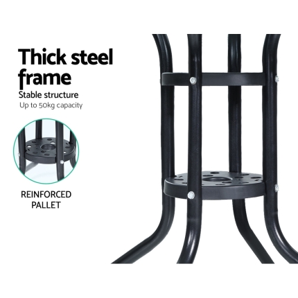 Gardeon Outdoor Dining Table Bar Setting Steel Glass 70CM - Image 6
