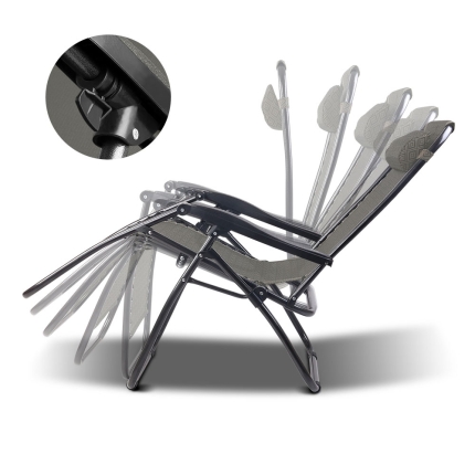 Gardeon Zero Gravity Recliner Chairs Outdoor Sun Lounge Beach Chair Camping - Beige - Image 3