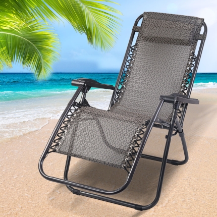 Gardeon Zero Gravity Recliner Chairs Outdoor Sun Lounge Beach Chair Camping - Beige - Image 7