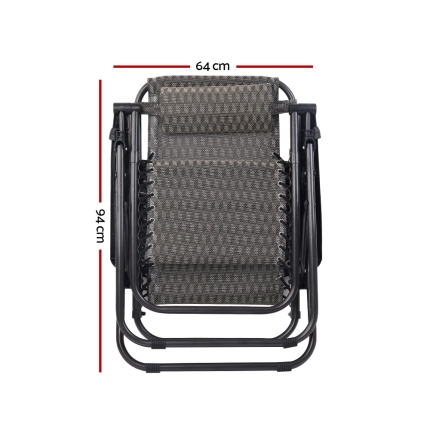 Gardeon Outdoor Portable Recliner - Grey - Image 3