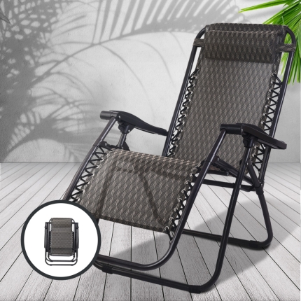 Gardeon Outdoor Portable Recliner - Grey - Image 7