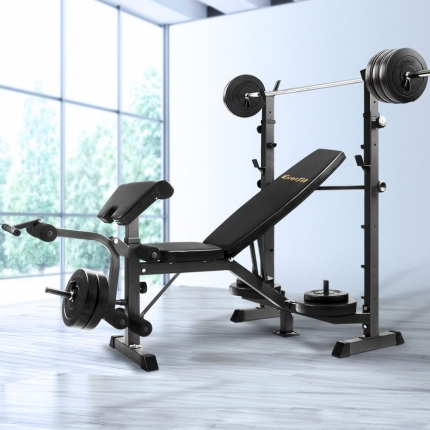 Everfit Multi-Station Weight Bench Press Fitness 48KG Barbell Set Benches Gym - Image 7
